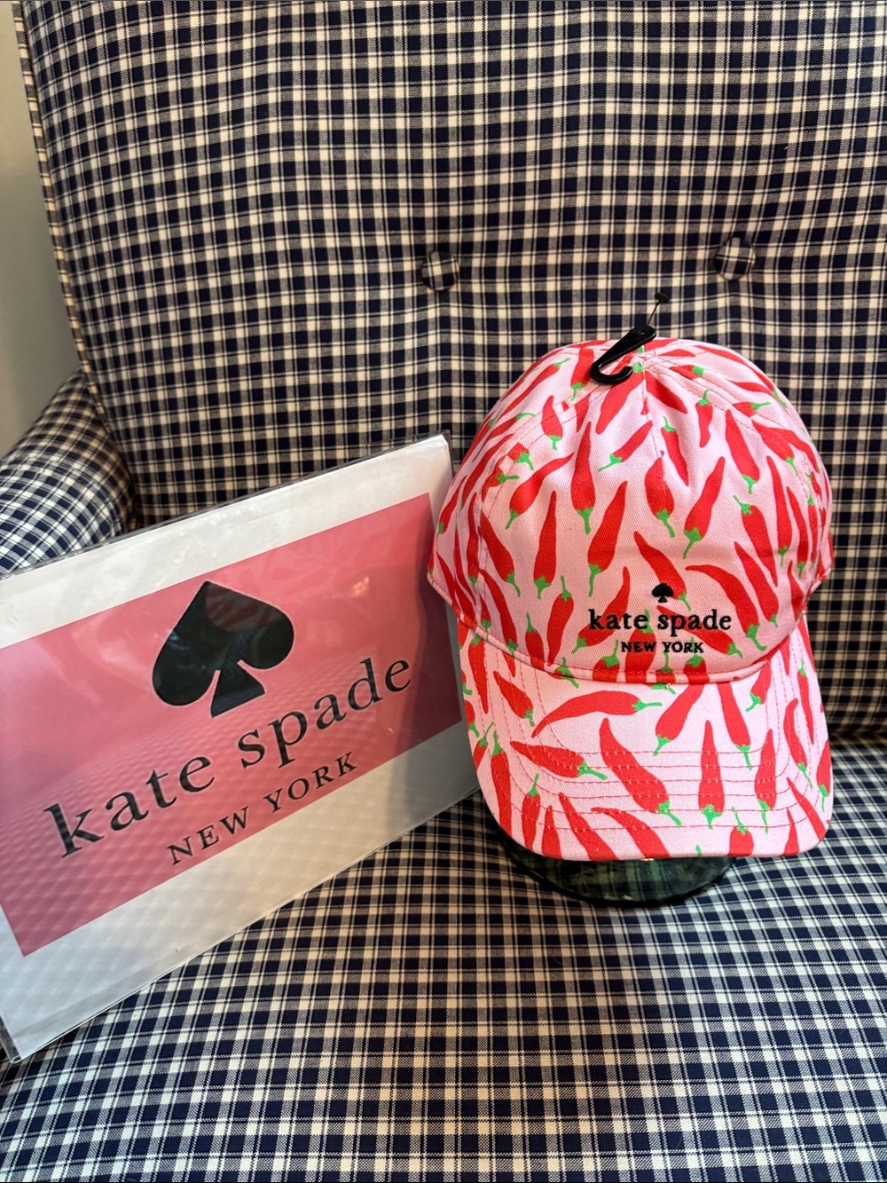 kate spade Pink Chili Pepper Print Baseball Cap
